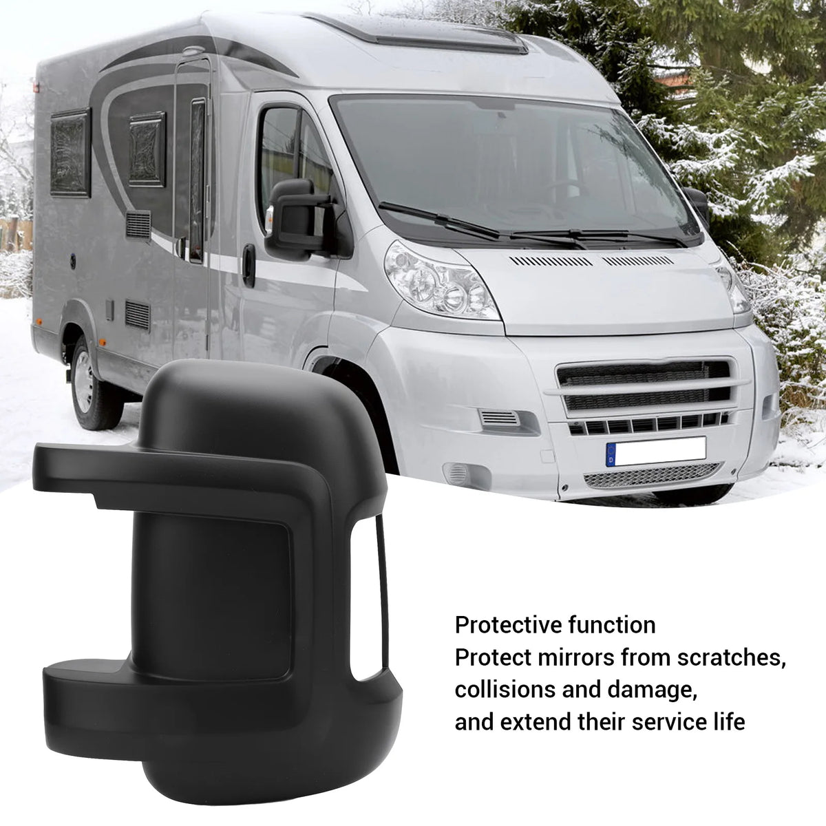 Car Rearview Mirror Cover Cap Protective High Strength Side Mirror Cover Trim for Ducato 250 2006 and After Black Car Accessorie