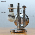 iRAZOR Classic Vintage Double Edge Safety Razor Hair Removal Shaver Grooming Tool Kit with Badger Brush Unique Soap Bowl Set