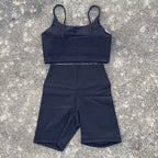 Solid Color gym bike Yoga Set short Legging +cross sport bra Tracksuit Athletic Women Gym Suit Comprehensive Training Jogging