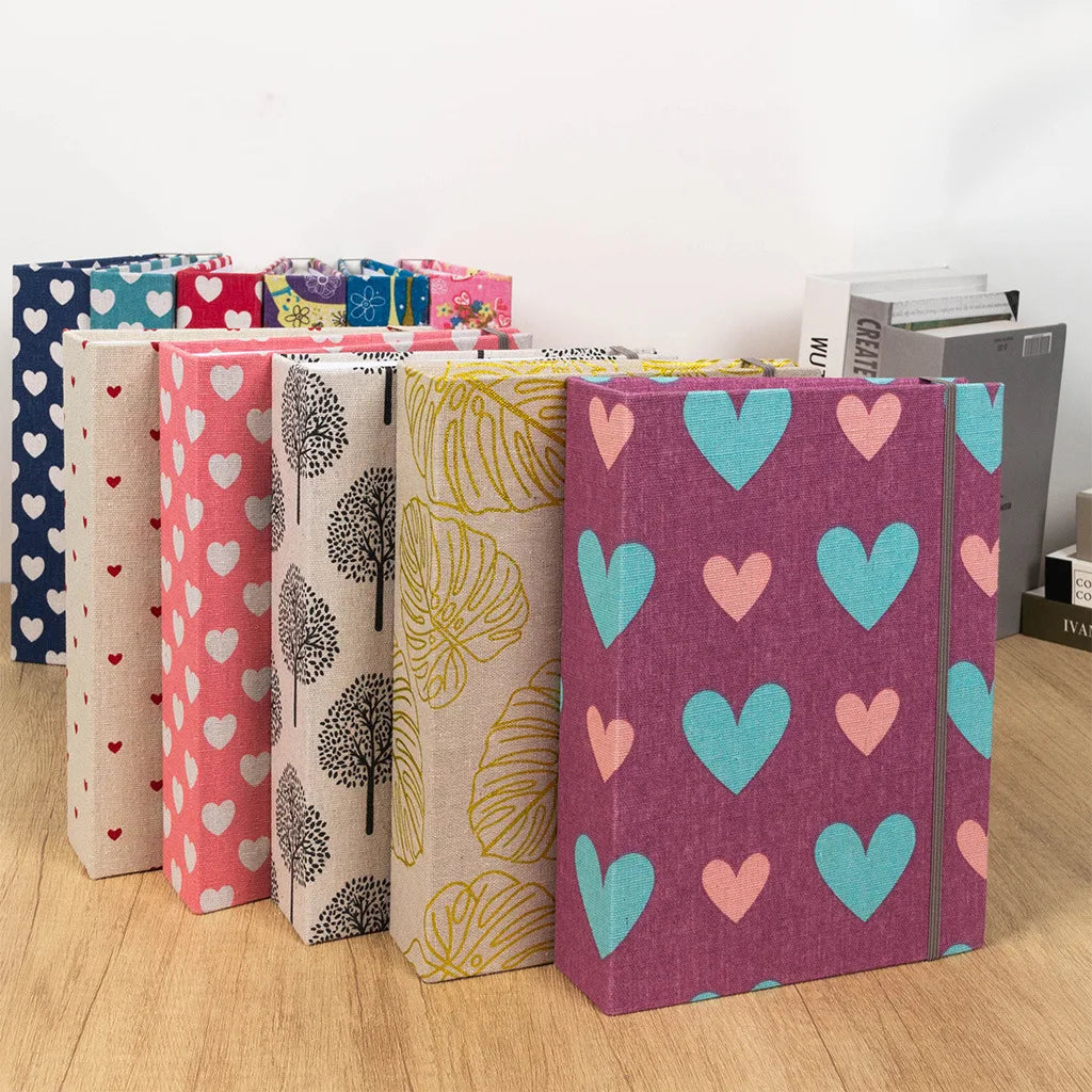 Linen Photo Album Book 200 Pockets 4x6 Inch, Printed Cover Styles, Beige/Green/Blue