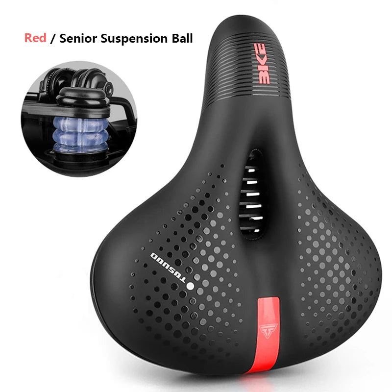 Reflective Shock Absorbing Hollow Bike Saddle MTB Bicycle Seat Breathable Rainproof Cycling Road Mountain Cycling Accessory 0402