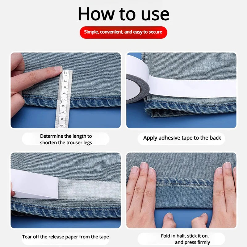 Double Sided Fabric Tape Invisible No Sew No Iron Pants Hem Tape Secret Body Adhesive Stickers DIY Clothes Shorten Sewing Tools