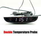 White Red Blue Green 12-24V Moon Type Thermometer Voltmeter Clock LED Display Car Dashboard Clock Dual Temperature Sensor
