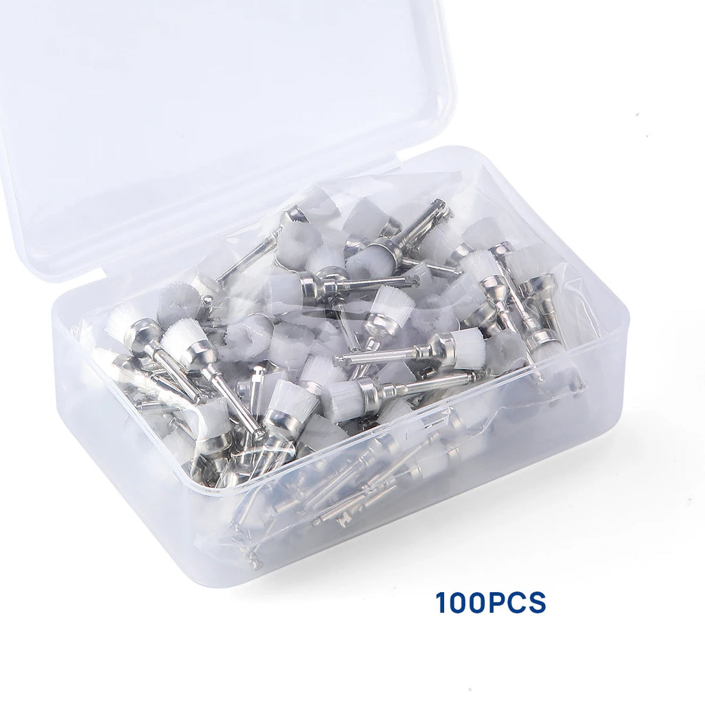 100pcs Dental Nylon Polishing Brushes Bowl Shape Colorful Dental Prophy Brush Prophylaxis Brush For Contra-Angle Handpiece