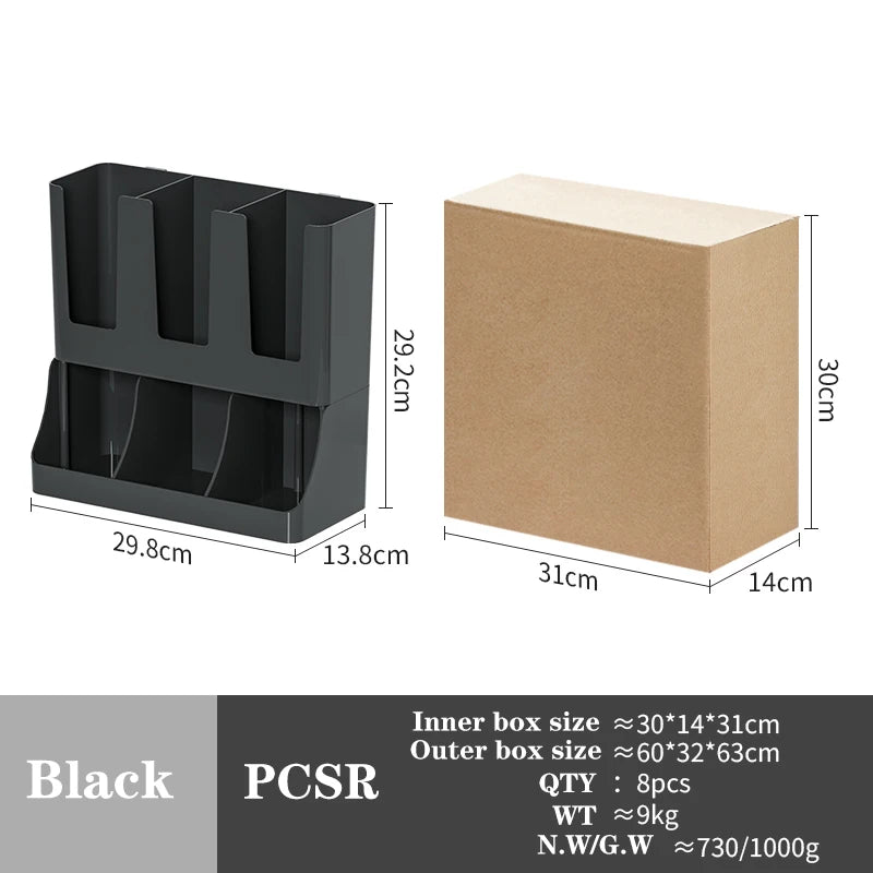 6 Compartment Upright Break Room Coffee Condiment and Cup Storage Organizer, Cup and Lid Organizer for Break Room, Office, Home