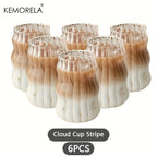 2/4/6PCS INS Glass Cup Heat-resistant Tumbler Drinkware Transparent Tea Juice Milk Coffee Mug Home Water Glasses Stripe Beer Mug