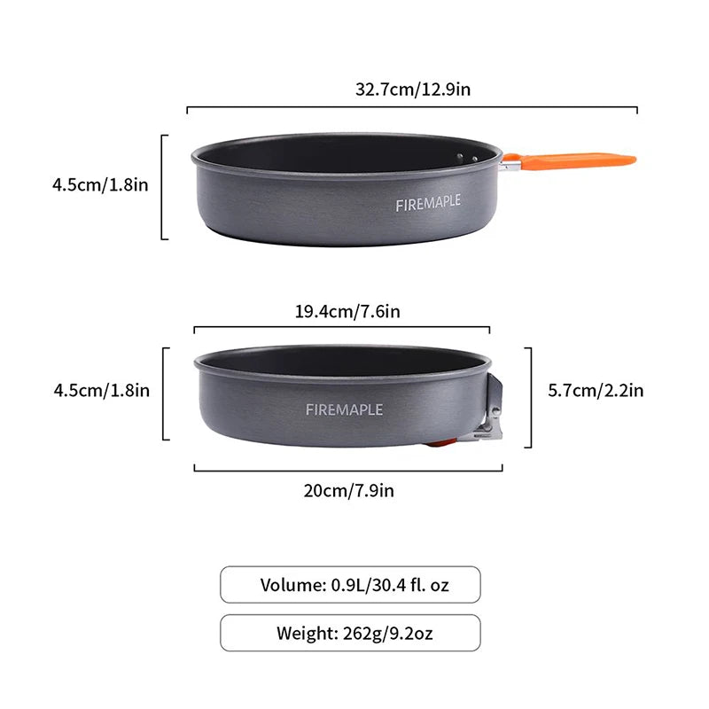 Fire Maple Camping Cookware, Frying Pan Non-stick, Coating Compact, Lightweight Outdoor Picnic Cooker, Steak Frying Pan 0.9L