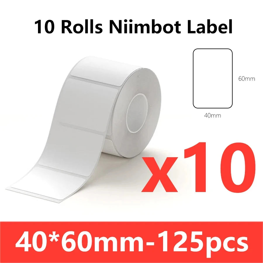 Niimbot  B1 White Sticker 3/5/10 Rolls Waterproof Paper Adhesive Label White Anti-Oil For B1 B21 Mini Thermal Printer Tape
