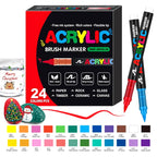 High Quality Acrylic Paint Pens Markers Set Brush Tip Paint Marker For Rock Painting Wood Canvas Stone Christmas Gift DIY Crafts