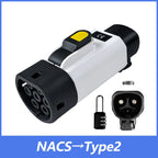 EVqiaoyi NACS to Type2 EV Adapter 32A 7KW from Tesla Pile to Type2 EV Charging Converter for EU Standard Cars