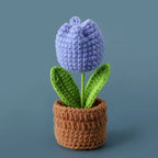 Mini Tulips Crochet Flowers Potted Cute Knitting Flowers Table Car Decor Handmade Artificial Tulips Flores Tejidas