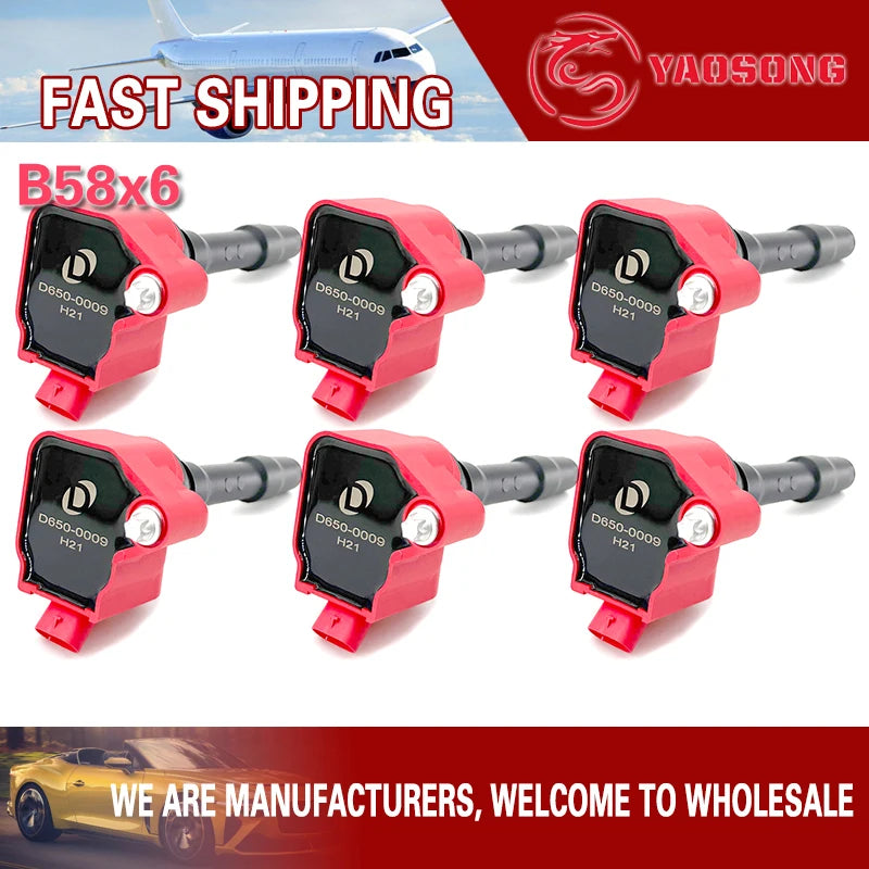 UF750 Red ignition coil pack set for BMW/Mini B38 B48 B58 engines, 3pc/4pc/6pc