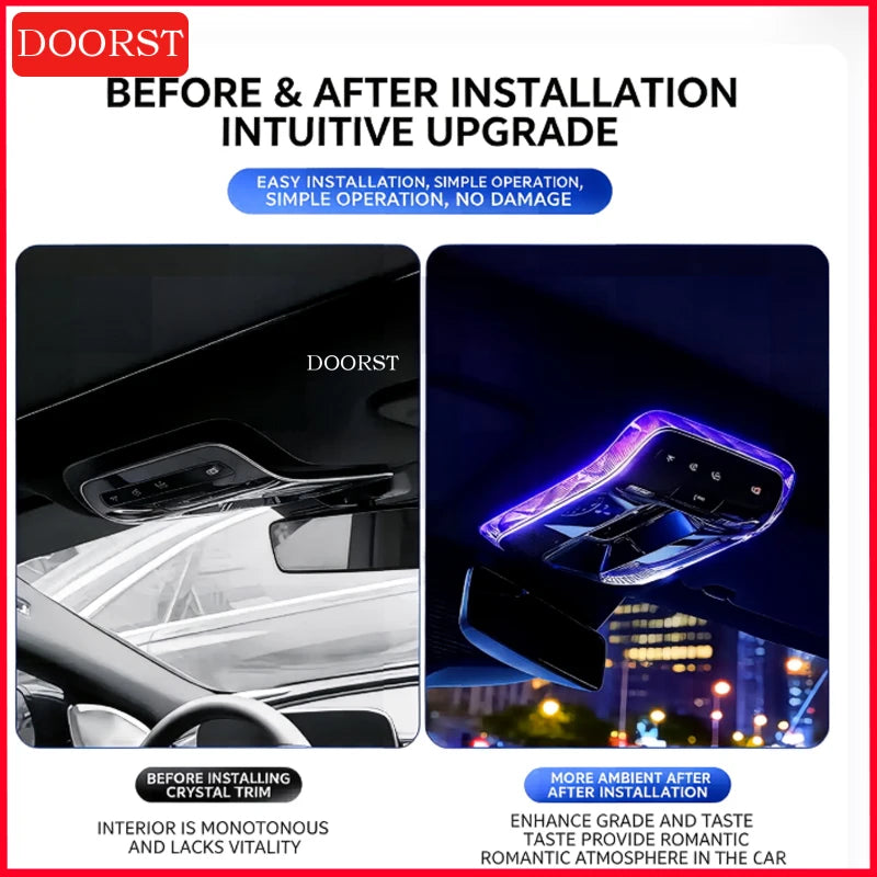 For Mercedes Benz C GLC E Class W206 X254 W214 Crystal Reading Light Frames Decorative Stickers Interior Modification Accessorie