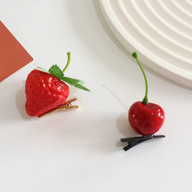 Strawberry Chili Cherry Tangerine Hairpins Cute Headwear Hair Accessories Girl Side Bangs Clip Sweet Hairpin Headdress Jewelry