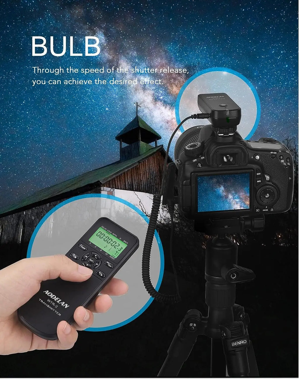 AODELAN WTR-2 Wireless Timer Remote Intervalometer Shutter Release for Nikon 10-Pin