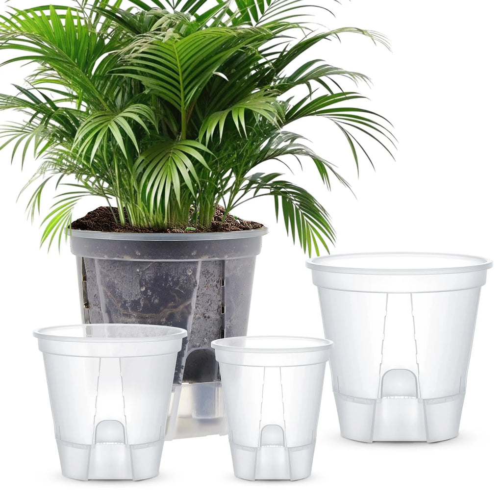 5Pcs Self-watering Pot Transparent Flowerpot with Reservoir Indoor Planter for Plants  Plastic Orchid Pot Home Bonsai Decor