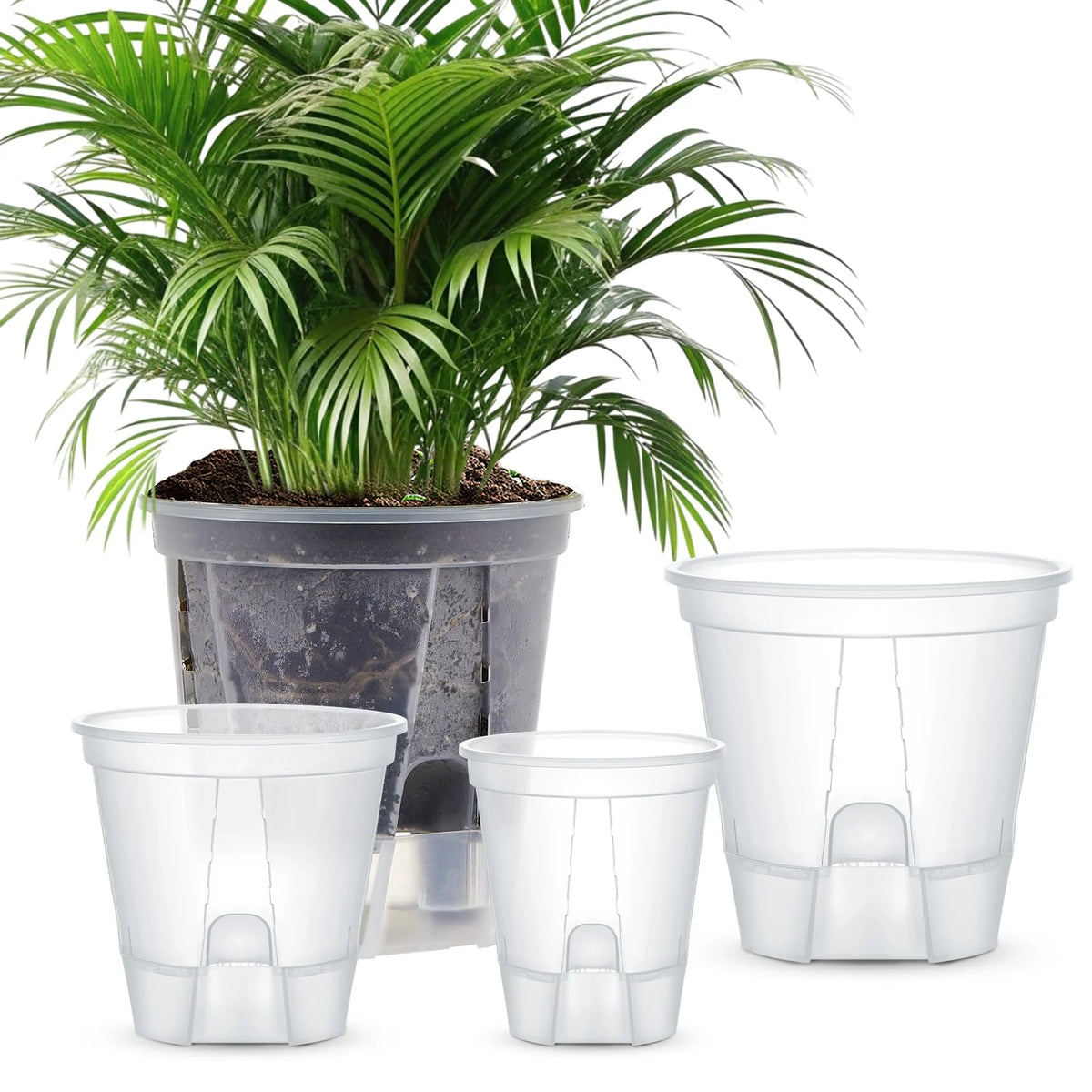 5Pcs Self-watering Pot Transparent Flowerpot with Reservoir Indoor Planter for Plants  Plastic Orchid Pot Home Bonsai Decor