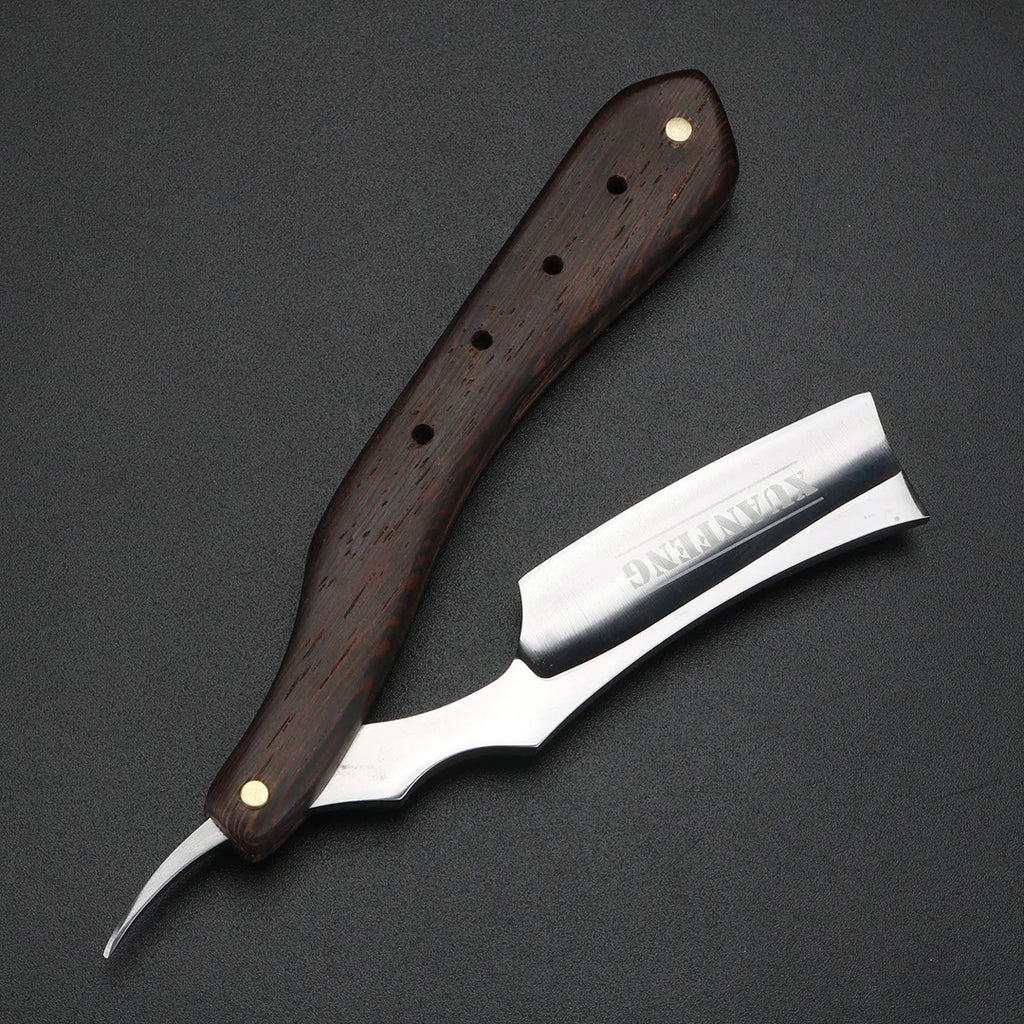 XUANFENG Folding Straight Razor, Madagascar Mahogany Handle, Hardened Steel 61-65 HRC