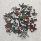 Wholesale 50pcs/lot  Fashion hot sell natural stone mixed color assort  cross pendants Charms fit Necklaces jewelry making