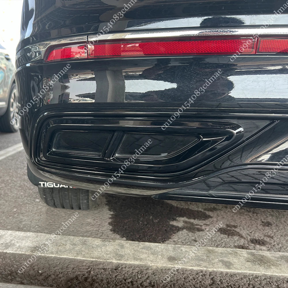 2PCS Gloss Black Exhaust Tail Pipe Cover for VW Tiguan MK2 R Line Facelift 2020-2024 Rear Bumper Muffler Trim Accessory