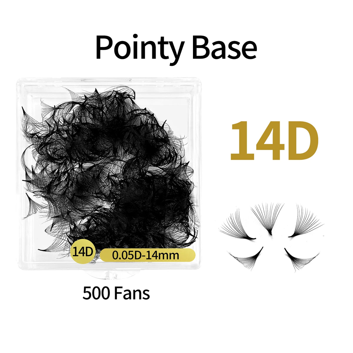 ABONNIE 500 Fans Loose Fan Lashes Extensions 6D-20D 8-18mm Pointy Base Premade Medium Stem Sharp Thin Russian Volume Eyelash