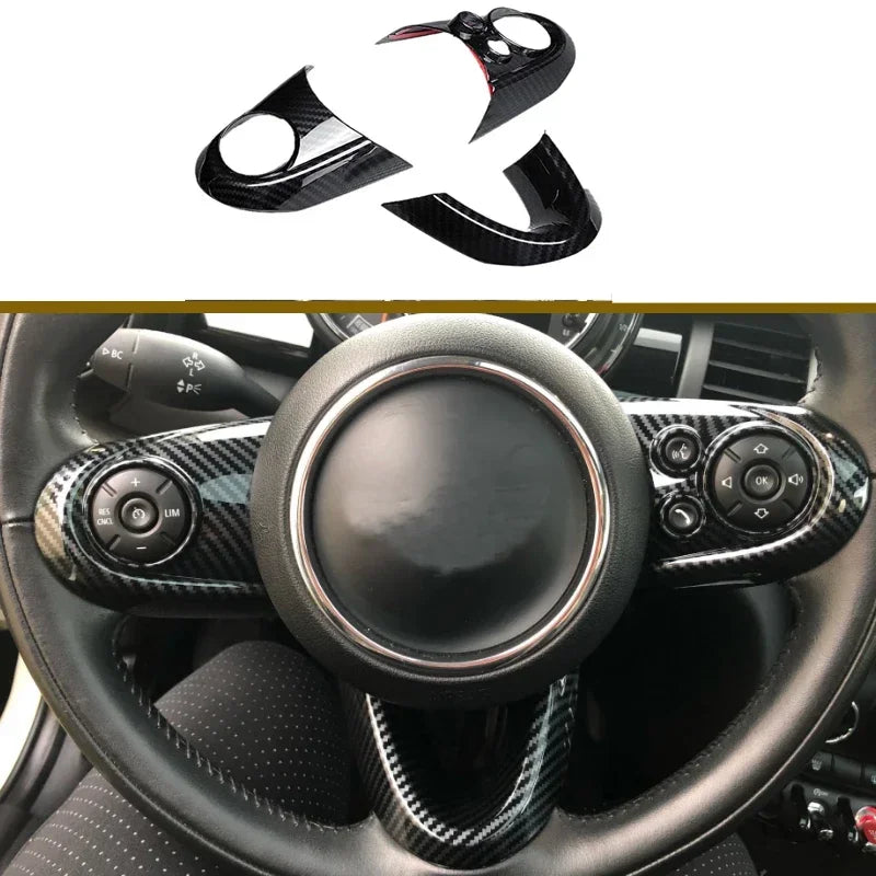ABS Carbon Fiber Steering Wheel Button Cover Sticker for Mini Cooper F55 F54 F56 F57 F60