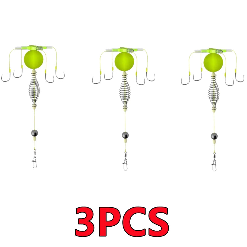 Newest 1-5PCS Hook Fishing Bait Cage Four Hook Carbon Steel Line Group Feeder Sinker Float Sharp Fishing Spring Bait Cage Tools