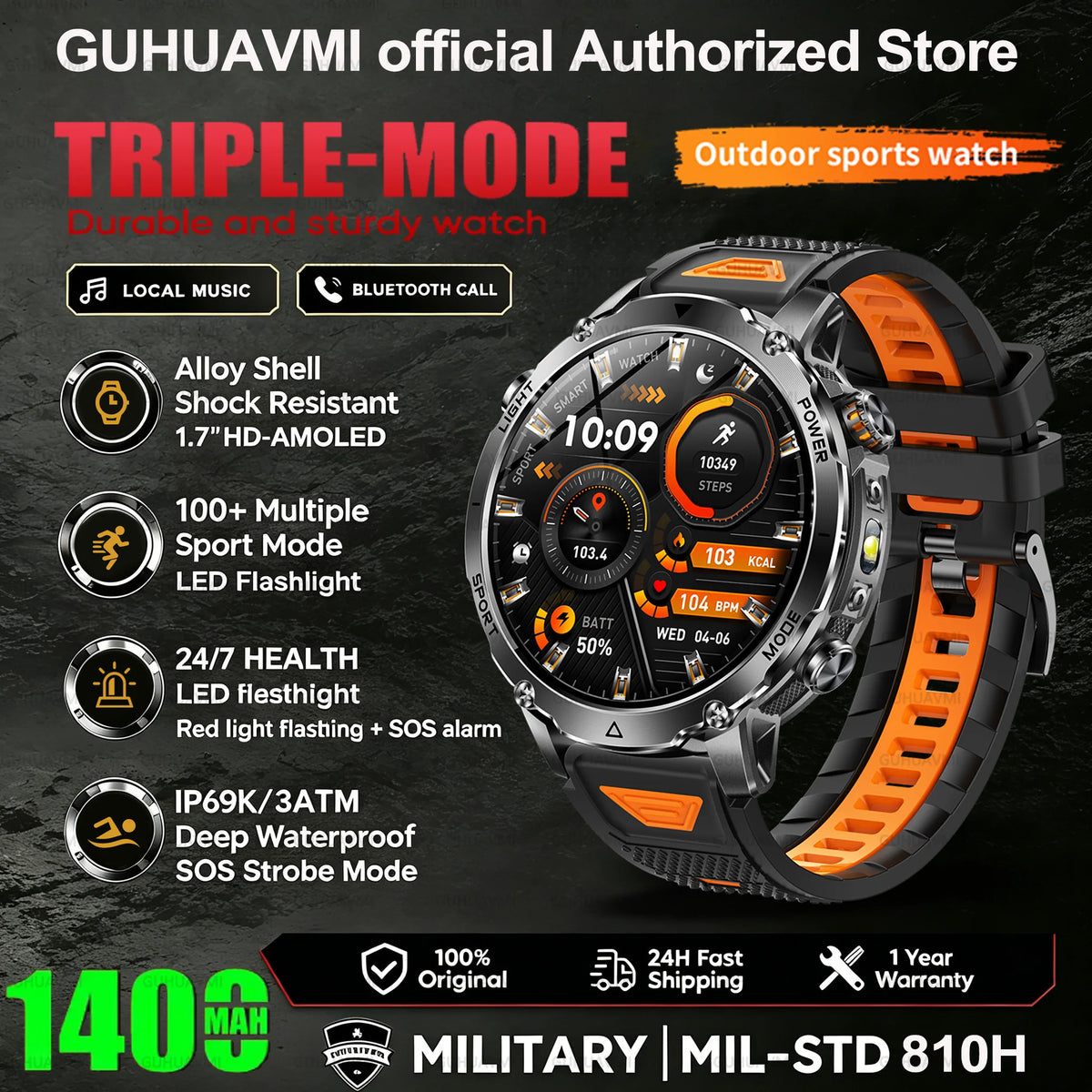 Black Orange / Sports Watch