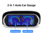 2 In 1 LCD Car Digital Oil Pressure Gauge Water Temp Meter 1/8 NPT Oil Pressure sensor  Water Temperature Sensor 10mm