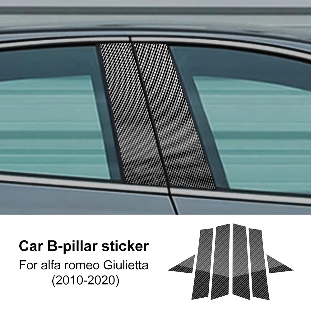 For Alfa Romeo Giulietta 940 2010 2011 2012 2013 2014 2015 2016 2017 2018-2020 Glossy Black B Pillars Sticker Carbon Fiber Style