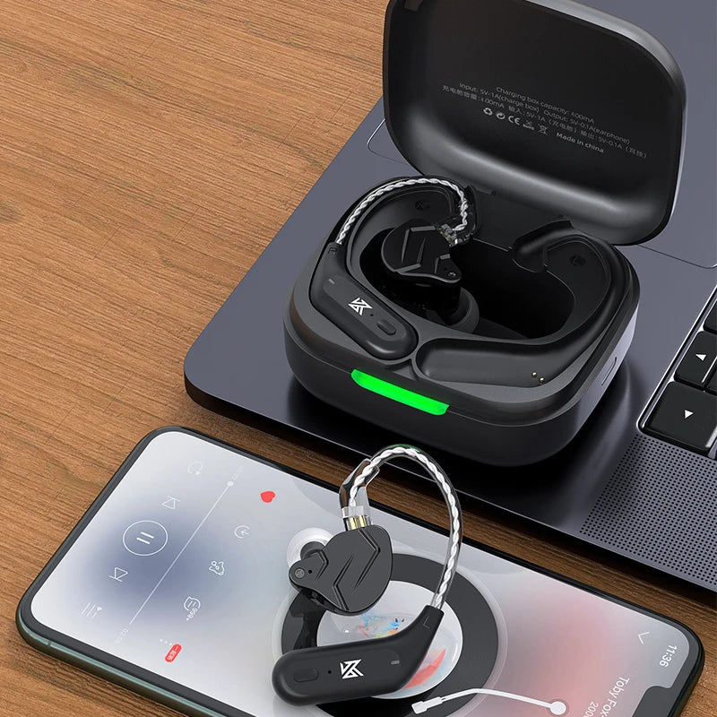 KZ AZ09 HD Bluetooth 5.4 Ear Hook Wireless Upgrade Cable with Charging Case, B Pin/C Pin