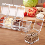 Clear Seasoning Box - Spice Storage Container Storage Tool for Kitchen Herb Spice Tools Gadgets-Cruet with Cover and Spoon