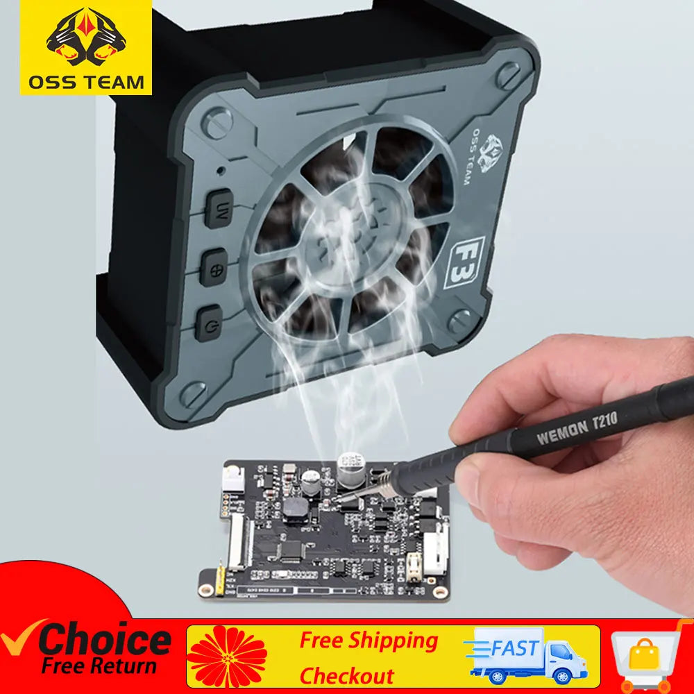 OSS F3 6W Cooling UV Curing Fan Fast Heat Dissipation Smoke Exhaust kit For Mobile Phones Computer Motherboard PCB Repair Tools