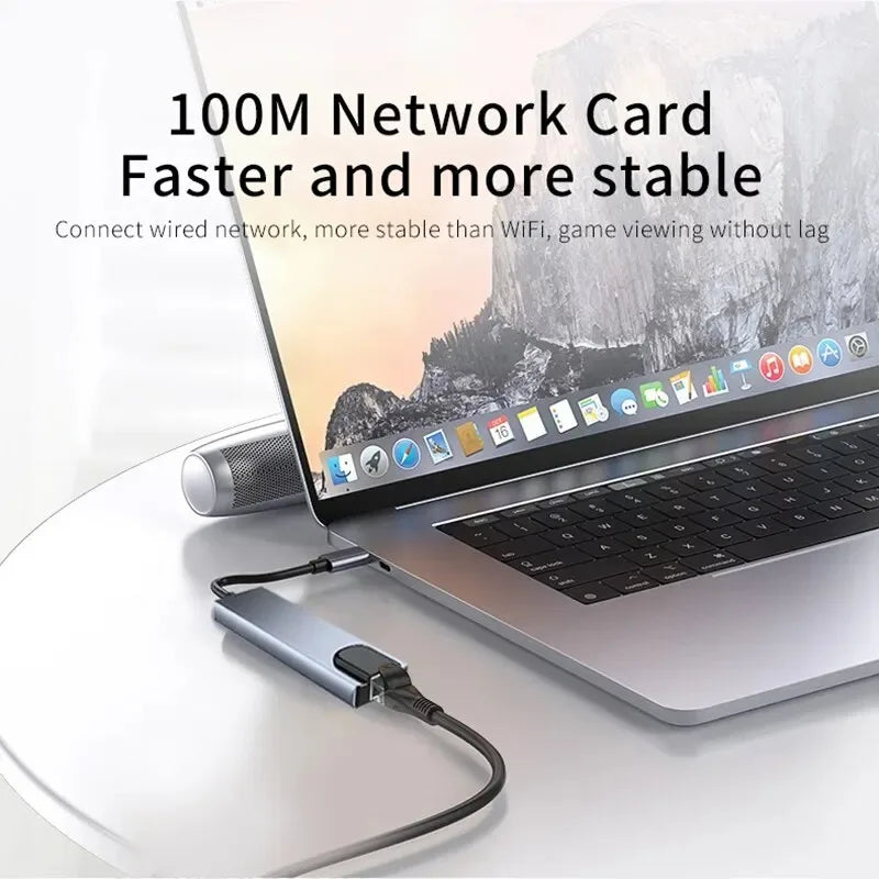 Usb 8In1 7in2 7in1 3in1 11in 1 Type C  To 4k HdTV Hub Adapter Sd Tf Rj45 Card Reader Pd Fast Charge For Macbook laptop Computer
