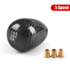 JDM Style Oval/Sphere Carbon Fiber Manual Gear Shift Knob M12*1.25 With 3 Adapters M8*1.25, M10*1.25, M10*1.5 Shift Head Knob