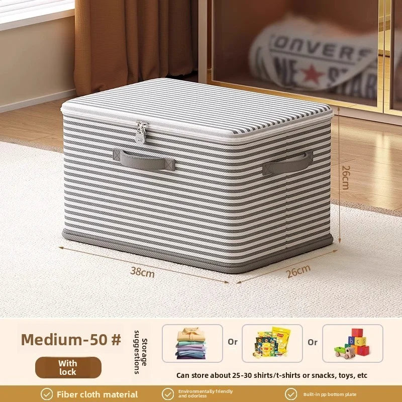 Lockable storage box, used for organizing clothes, blankets, toys in wardrobes, foldable password storage box