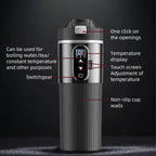 12V/24V 500ML Electric Heating Cup Kettle 304Stainless Steel Water Heater Bottle Auto Shut Off Fast Boiling Cup For Travel Car