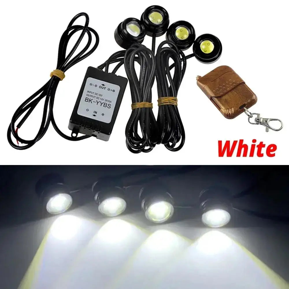 4 in 1 City Light Car LED Network Flash Wireless Remote Control Day Running DRL Eagle Eye One Tow Four 16 Mode Truck Motorcycle
