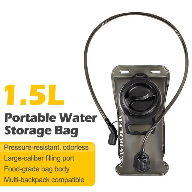 NEWBOLER Hydration Water Bladder Reservoir Bag, PEVA, 1.5L 2L 3L, Transparent/Grey
