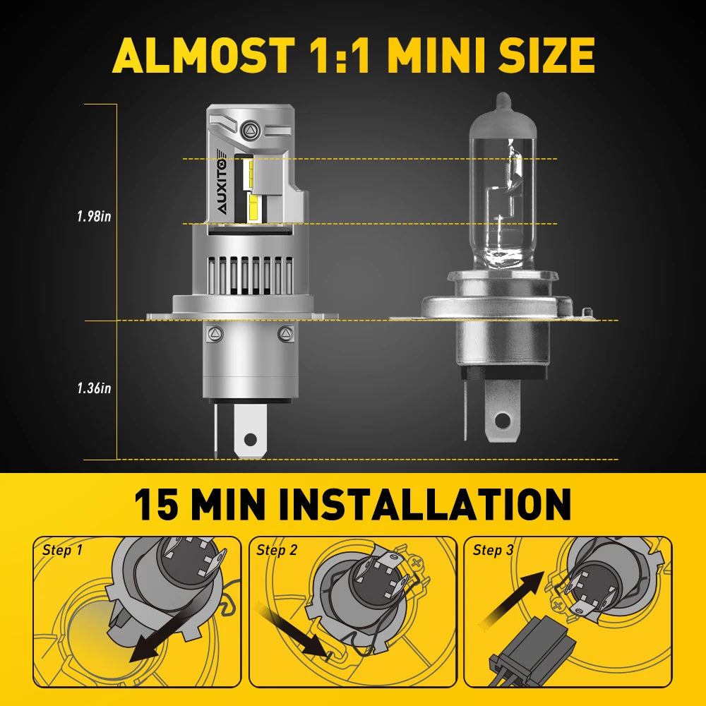 AUXITO H4/9003/HB2 LED Headlight Bulbs Hi/Lo Beam 6000K Cold White 2pc Canbus