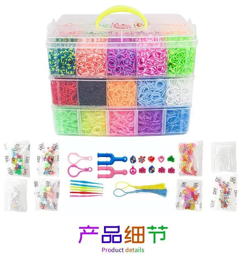 15000 Rainbow Luminous Rubber Bands Set for Children's Puzzle DIY Hand Woven Rubber Band Luminous Bracelet Loom