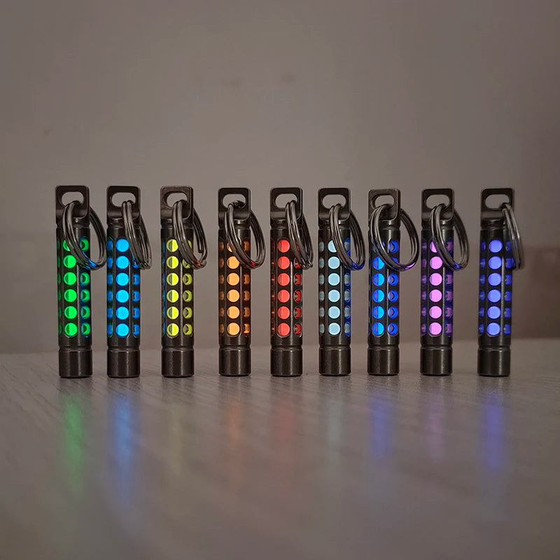 TItanium  Cage Luminous Night Signal Light Outdoor EDC Luminous 3.5*25mm Fluorescent Tube Self-illuminating Key Chain