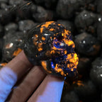 Natural Crystal Skull Yooperlites Carved Skull Statue Craft Fire Stone Figurine Powerful Witchcraft For Halloween Decor Gift