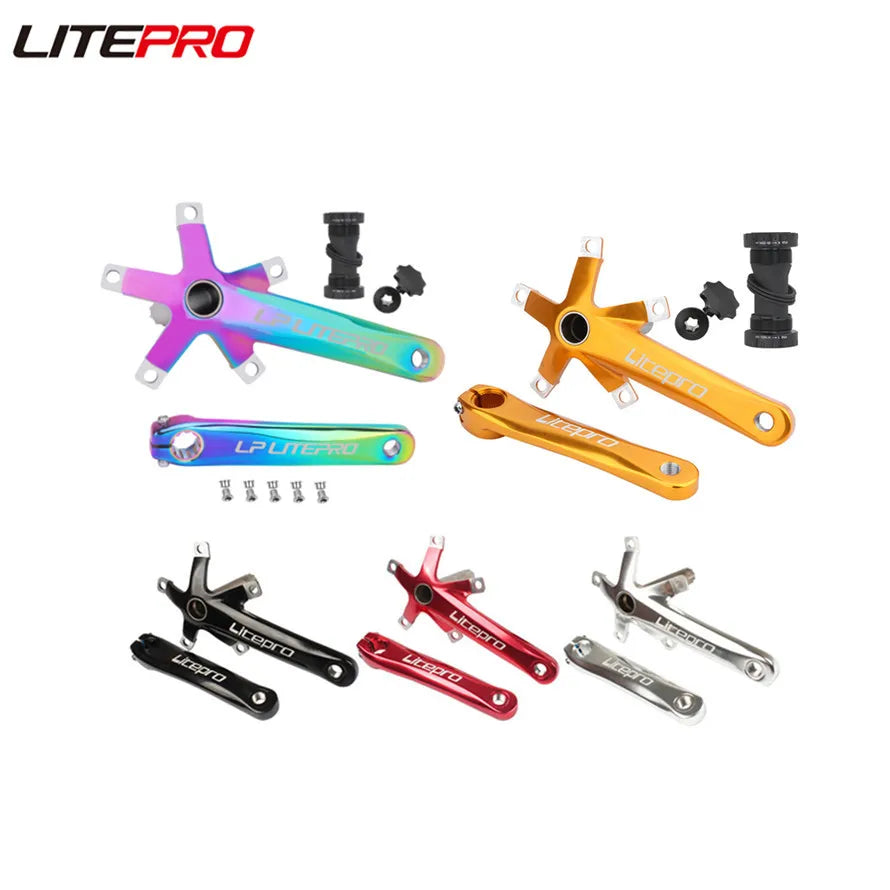 Litepro MTB Mountain Bike 170mm Hollow Integrally Crank Folding Bicycle Aluminum Alloy BCD 130 Crankset Chainwheel