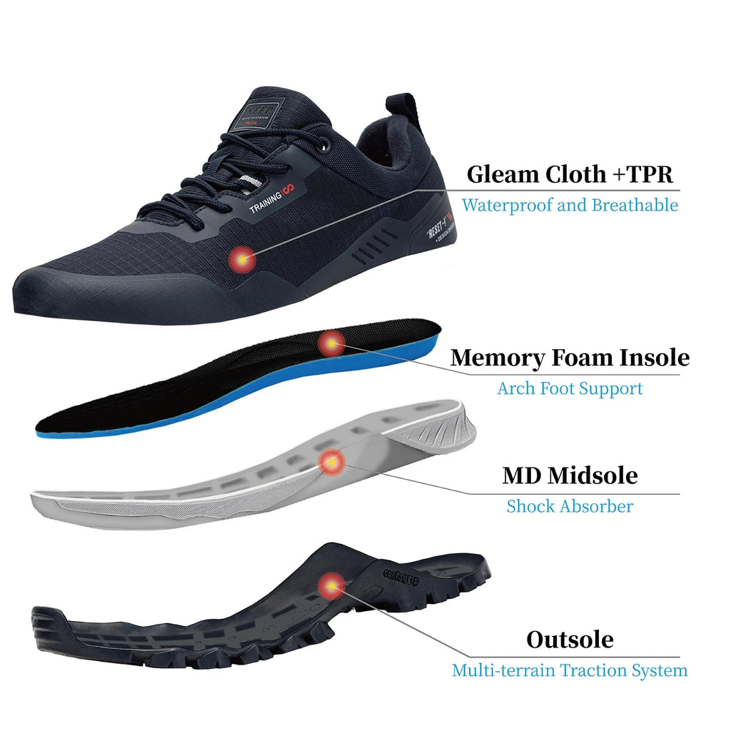 Baasploa Men Non-Slip Sneakers Wear-Resistant Hiking Shoes Men Anti Splash Water Outdoor Sneakers Male Comfort Walking Shoes
