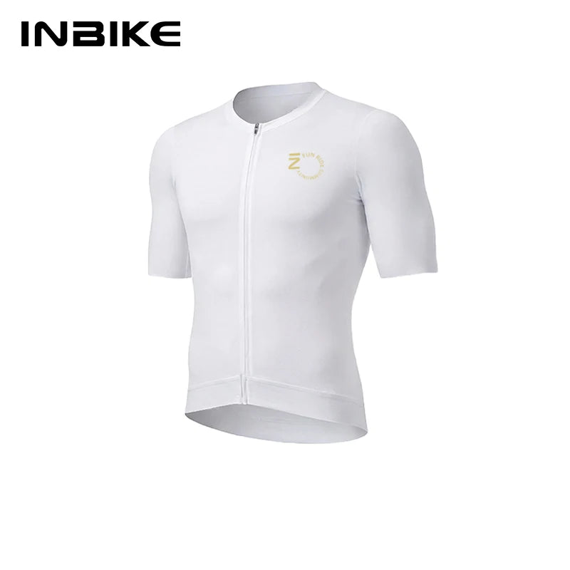 INBIKE Men's Short Sleeve Cycling Jersey Road Bike Shirt, Orange/Black/White, EU S-XXL