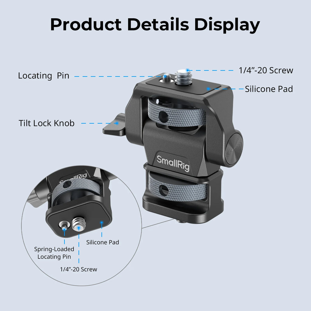 SmallRig Swivel and Tilt Adjustable Monitor Support with 1/4"-20 Screws Seamless Adjustment Monitor Mount Ultimate Stability