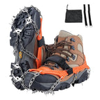 19-Spike Ice Cleats Shoe Traction Crampons Anti-Slip Snow Grippers Black/Orange S-XL