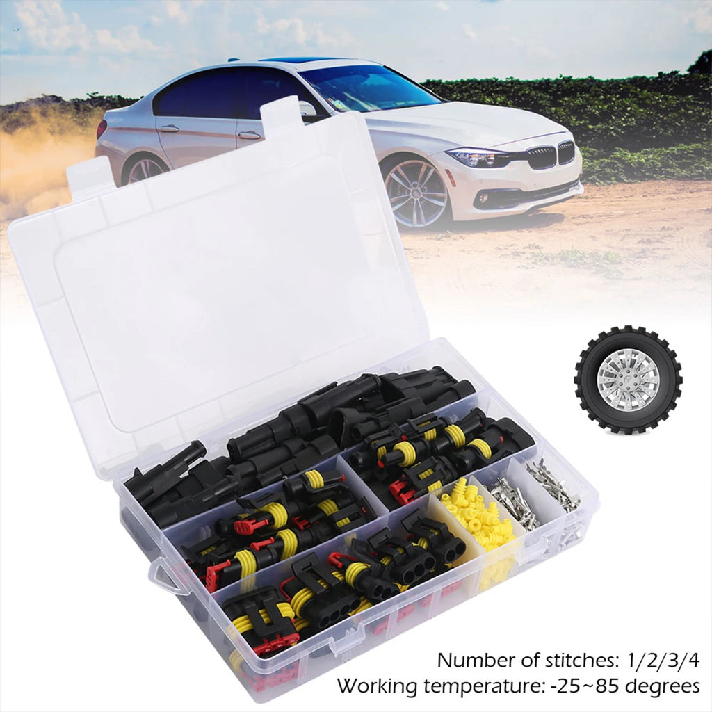 352pcs Waterproof Connectors For Car Motorcycle Yacht Electrical Wire Connector Kit 1/2/3/4 Pin Terminals Harness Plug Connector