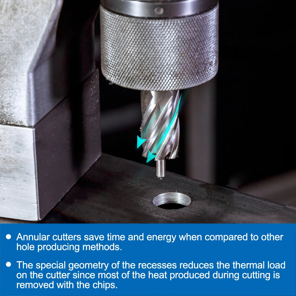 CMCP 1pc Core Drill Bit 6-60mm Annular Cutter HSS Weldon Shank Hollow Drill Bit Hole Saw Cutter For Metal Cutting Tool
